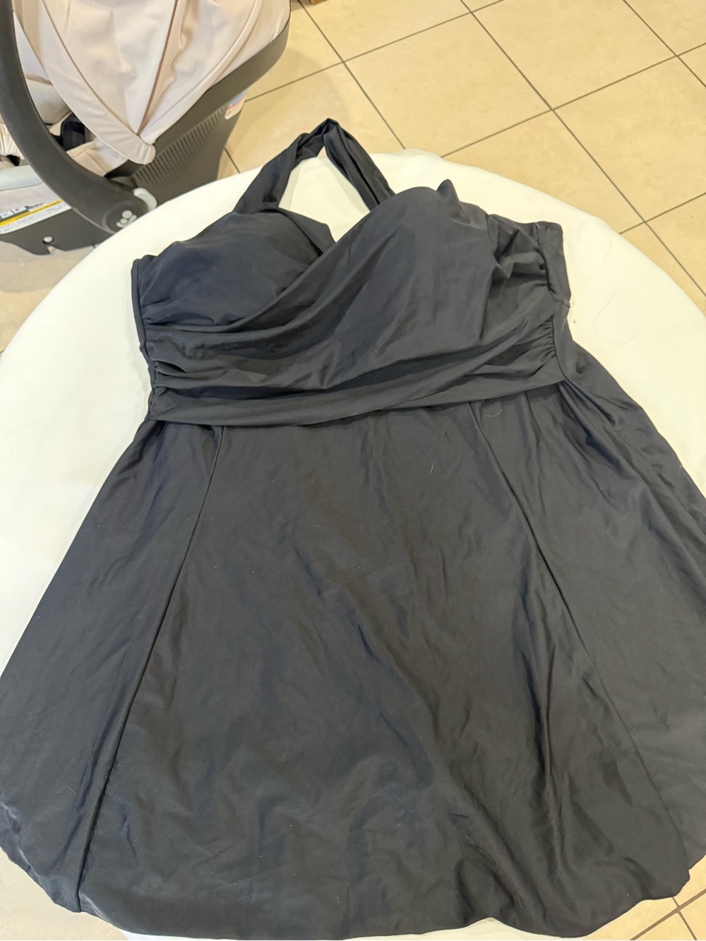 One-Shoulder Black Swim Dress - Brand Unlisted